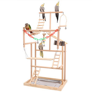 4 Lagen Grote Vogel Houten Baars Gym Box <span class=keywords><strong>Ladder</strong></span> Met Feeder Cups Pet Papegaai Speelstand Vogel Speeltuin Speelgoed - Product Image 1