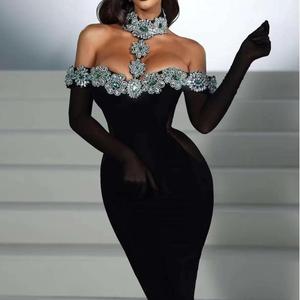 ชุดเดรสแฟชั่นหรูหราประดับคริสตัล สายคล้องคอ โชว์หลัง ทรงเข้ารูป ยืดหยุ่น ป้องกันไฟฟ้าสถิต เหมาะสำหรับงานปาร์ตี้และงานกลางคืน - Product Image 2