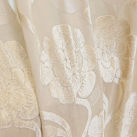 Voilage Jacquard Floral Pivoine Crème à Œillets, Rideau en Voile Polyester pour Chambre, Salon, Balcon