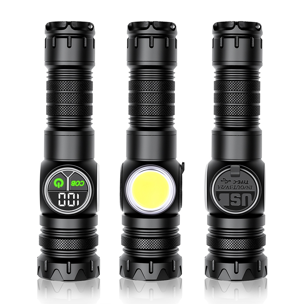 Asafee 1500m Range LED+COb Zoom ALuminum alloy torch light Battery display IP65 flashlight