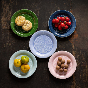 Silent Lotus Plate Ceramic Fruit Dish Porcelain Tea <b>Snack</b> <b>Tray</b> Zen Style Serving Platter - Product Image 2