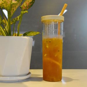 Vasos Acrílicos Transparentes Populares, Botella de Agua, Vaso para Jugo Transparente de 700 ml, Vaso de Plástico para Frutas con Pajita - Product Image 4