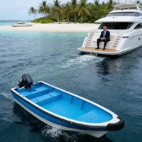 Bateau de pêche personnalisé en fibre de verre stable de 4,5 m pour la pêche côtière, les sports nautiques et les voyages individuels ou en groupe