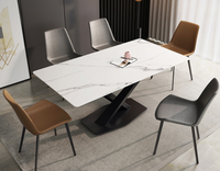 Table à manger de cuisine en marbre artificiel, table rectangulaire, de luxe unique, 6 places