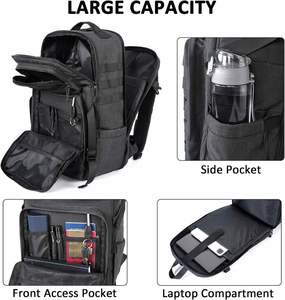 Sac à dos tactique en jean 17 pouces pour ordinateur portable, approuvé TSA, résistant à l'eau, avec poches Molle et fermetures éclair, pour hommes, travail, voyage, camping - Product Image 2