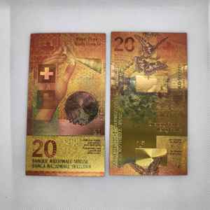 Billets de Francs Suisses en Faux Or à Feuille, Lot de 6 Pièces (10, <span class=keywords><strong>20</strong></span>, 50, 100, 200, 1000 Francs) pour Cadeaux Souvenirs - Product Image 4