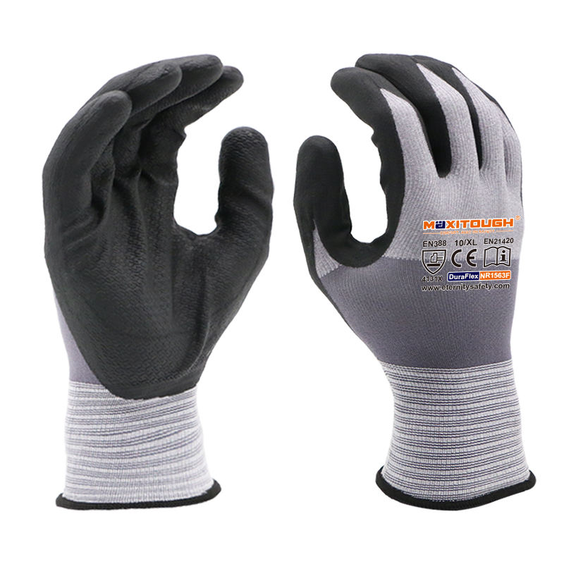 MaxiTough Palm Embossed Foam Nitrile Coated Nylon Spandex Anti Slip ...