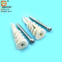 Chevilles murales en plastique pour cloisons sèches, vis 16*42, cheville auto-perceuse en nylon à fente pour cloisons sèches 5/8 * 1 5/8 pouces, chevilles pour cloisons sèches en stock
