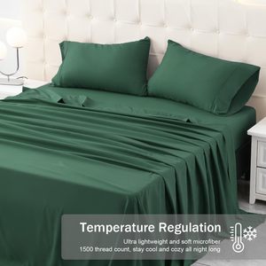 100% Polyester Microfiber Solid Color Brushed <b>Sheet</b> Set Home and Hotel Bedsheets with <b>Fitted</b> & <b>Flat</b> <b>Sheets</b> - Product Image 2