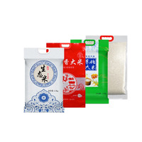 Pochette sous vide en plastique et nylon avec impression de logo personnalisé emballage de grain de haricot sac de riz de 1Kg 5Kg avec poignée