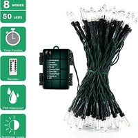Guirlandes lumineuses LED de Noël pour l'extérieur, étanches IP65, clignotantes, blanches, décorations de fêtes avec boîte à piles
