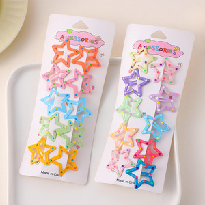 Barrettes à cheveux en forme de cœur et d'étoile colorées 5,5 cm pour filles, usage quotidien, fabriquées en Chine - Product Image 3