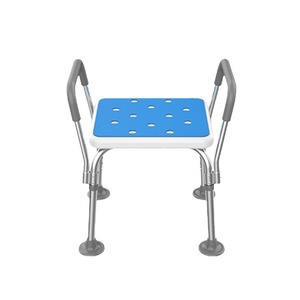 Zs <b>Bathroom</b> Shower <b>Stool</b> Aluminum Alloy Height Adjustable With Armrests For Elderly Bathing Aid - Product Image 5