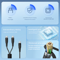 Câble de charge 2 en 1 de qualité 28V/5A PPS PD3.0 PdD2.0, câble de charge rapide USB Type C 140W avec gaine en nylon tressé durable à 48 brins