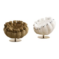 Chaises modernes de luxe en peluche Teddy Bear Swivel Metal Single Chairs Velvet Fabric Bedroom Fauteuil