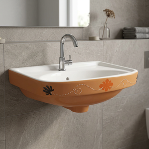 Lavabo de Pared Redondo de Cerámica Rosa de Lujo, Lavabo de Diseño para Baño, para Proyectos de Centros Comerciales, Villas y Hoteles, Venta al Por Mayor - Product Image 4