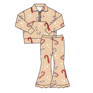 Novedad en Conjunto Navideño Personalizado para Niña con Diseño de Cremallera y <span class=keywords><strong>Pantalones</strong></span> Acampanados con Flecos - Product Image 3