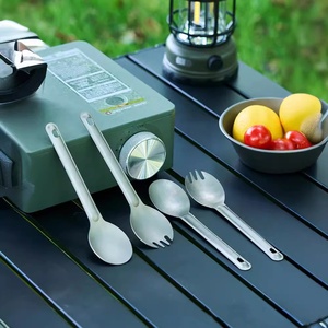 Cuchara y tenedor de titanio puro personalizado para Hpusehold Camping, juego de cuchara portátil fácil de limpiar, accesorios de <span class=keywords><strong>cocina</strong></span> - Product Image 1