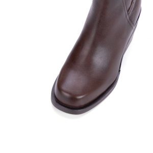 Özel yüksek kaliteli kare ayak hakiki deri kış kalın topuklu diz yüksek çizme kadınlar için geniş buzağı çizme bayanlar uyluk yüksek çizme - Product Image 3