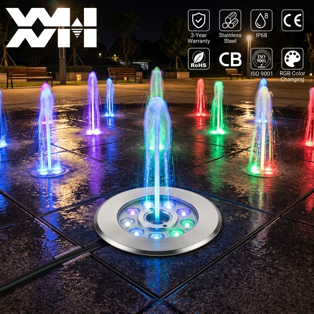 Outdoor IP68 Waterproof Stainless Steel Submersible Swimming Pool RGB DMX LED Underwater Light for Fountain Pond 3-Year Warranty