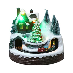 Novedad 2026: Regalo de Navidad, Aldea de Jengibre Musical LED para Interiores, Casa de Dulces LED con Tren Giratorio y Patinadores en Movimiento - Product Image 1