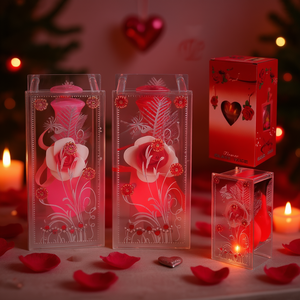 Jarrón de flores Eb Valentine de 8 pulgadas en vidrio con serigrafía de lujo para decoraciones del Día de San Valentín - Product Image 2