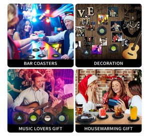 ชุดจานรองแก้วไวนิลสไตล์เรโทร 6 ชิ้น ของขวัญสำหรับคนรักดนตรี เหมาะสำหรับงานขึ้นบ้านใหม่ งานแต่งงาน หรือของขวัญแต่งงาน - Product Image 3