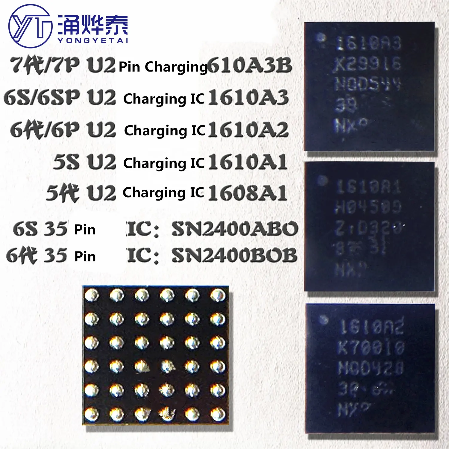 U2 USB tristar ic 1608A1 1610A1 1610A2 1610A3 610A3B 1612A1 SN2510 SN2600 SN2611A0 IC for iPhone 5/5S/6/6P/7/7P/8/8P U2 IC USB