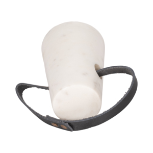 Scultura a cono in marmo con manico in pelle per decorazione di casa, bagno, ufficio. - Product Image 5