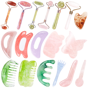 Strumento di massaggio del corpo con Logo personalizzato in resina Guasha raschiante per il corpo a forma di cuore <span class=keywords><strong>Gua</strong></span> Sha Massage Board Jade Set di rulli facciali in giada - Product Image 6