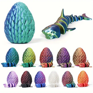 Modèle de jouet articulé en forme d'œuf de requin imprimé en 3D, ornement créatif et tendance pour enfants, animaux et dinosaures - Product Image 3