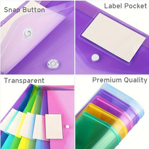 4-Piece thiết lập của tái sử dụng A4 Kích thước PP chất liệu thư mục trình bày với Pocket phong bì <span class=keywords><strong>Snap</strong></span> đóng cửa cho trường văn phòng tài liệu - Product Image 3