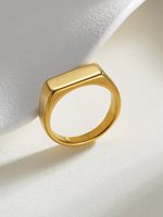 Großhandel Schlichte Quadratische Siegelringe aus Edelstahl in Silber und Gold mit Glatter Flacher Oberseite für Herren, Klassisch Retro mit Anpassbarem Logo