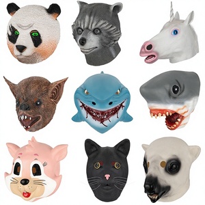 Máscara de Halloween de Látex, Disfraz de Gato, Tiburón, Mapache, Burro, Loro, Murciélago, <span class=keywords><strong>Rinoceronte</strong></span>, para Navidad, Pascua y Fiestas de Baile - Product Image 1