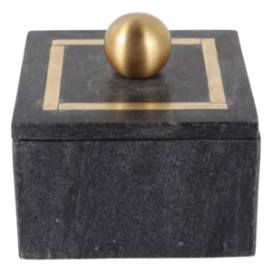 Scatola Portaoggetti Minimalista in Marmo con Coperchio Intarsiato in Ottone, Organizzatore per Gioielli, Decorazione Moderna per la Casa - Product Image 4