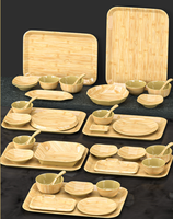 Assiettes plates en mélamine imitation bambou pour buffet et restaurant, idéales pour la maison et la cuisine