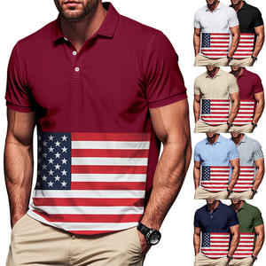 2025 verano hombres Casual para Polo para <span class=keywords><strong>Amazon</strong></span> bandera colorida creativa <span class=keywords><strong>3D</strong></span> media cremallera Camiseta 100% poliéster cuello vuelto - Product Image 1