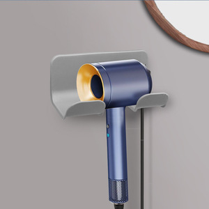 Hair Dryer Holder Wall Mounted No Drill Punch Free Rectangle Matte White Bathroom Toilet Storage Rack - Product Image 3