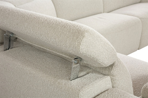 Divano Componibile Modulare di Lusso Europeo in Bouclé Beige con Recliner Elettrico <span class=keywords><strong>per</strong></span> 5 Persone, Portabicchieri <span class=keywords><strong>e</strong></span> Poggiatesta Regolabile - Product Image 4