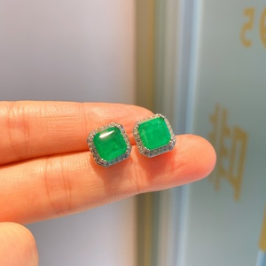 Minimalist Fashion Eco-friendly Copper Square Green Zircon Elegant Simple Jewelry <b>Sets</b> for Everyday Wear - Product Image 5