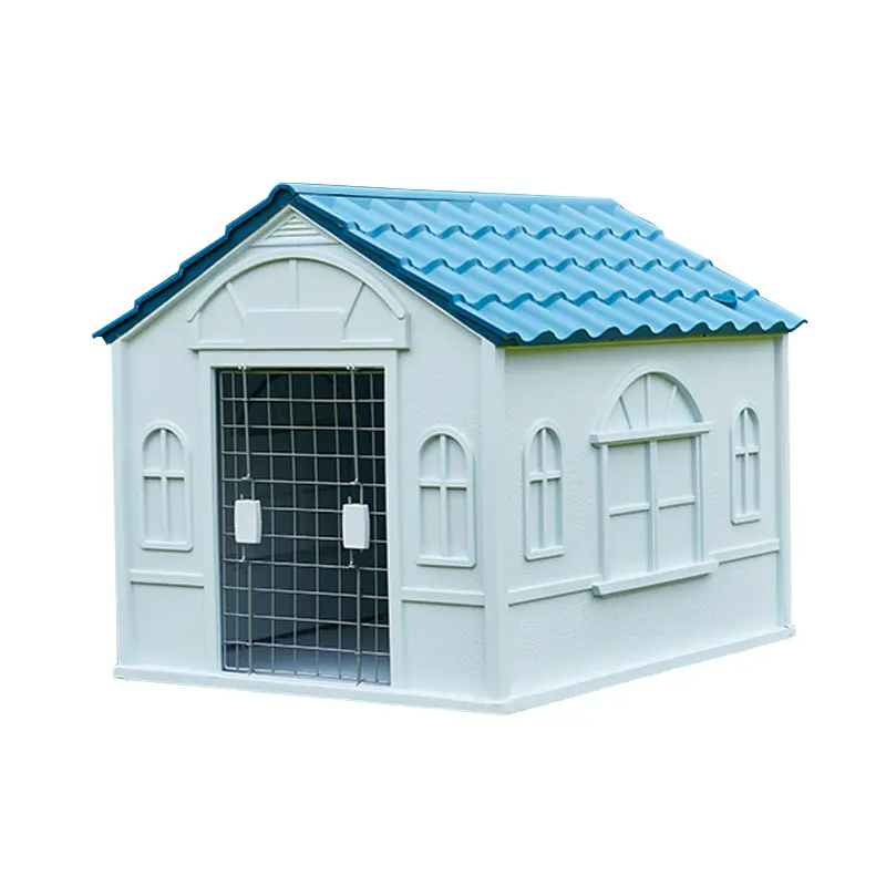 Casa de perro impermeable para exteriores, bonita y grande, con puerta, H007