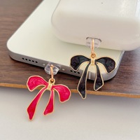 Breloques anti-poussière pour téléphone avec nœud mignon, pendentifs décoratifs en émail en forme de nœud pour port de charge USB-C, accessoires décoratifs
