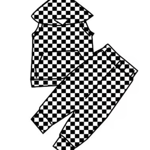 Dernière collection : Ensemble décontracté en coton à motif têtes de mort pour garçons, manches courtes, pantalon de jogging, vêtements printemps-automne - Product Image 1