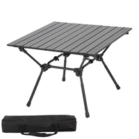 Table de camping compacte et portable, légère, pliable, réglable en hauteur, avec structure en aluminium, idéale pour la randonnée et le barbecue en extérieur