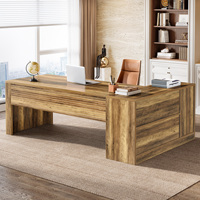 Tribesigns 72.8 "grand bureau de direction avec armoire de 47.24", bureau avec étagères de rangement, bureau en forme de L en bois de ferme