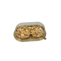 Boîtes à collation rectangulaires en plastique en gros pour bonbons, gâteaux, gaufres, crêpes, avec plateau de service doré et couvercle transparent