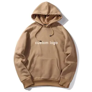 Groothandel Custom Logo Private Label Design Luxe Trekkoord Bruin Heren Blanco Street Wear Effen Hoodie Voor Mannen