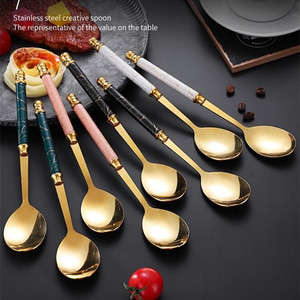 4pcs Ceramic Handle Stainless Steel Flatware Set Kitchen Utensil Spoon Knife Fork Gold Cutlery Sets for Wedding Home - Product Image 6