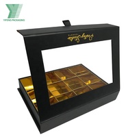 Cajas de Cartón para Alimentos con Impresión Personalizada de Lujo, Cajas para Chocolates de Papel de Grado Alimenticio con Bandeja Dorada