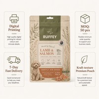 Sachets Doypack refermables à fermeture éclair pour friandises pour animaux de compagnie, sacs personnalisés en papier kraft pour aliments pour chiens et chats, vente en gros
